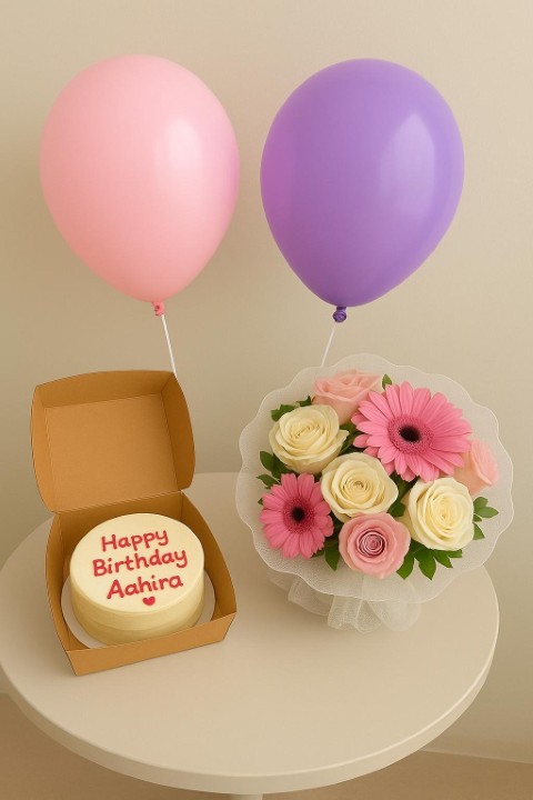 A soft and elegant celebration set designed just for Aahira.